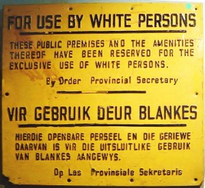 Apartheid Sign in South Africa. (Wikimedia Commons.)