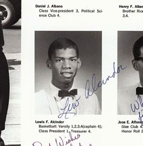 Back in high school, Kareem (then Lew) gave up a promising class president career to focus on ball, but he remained treasurer.