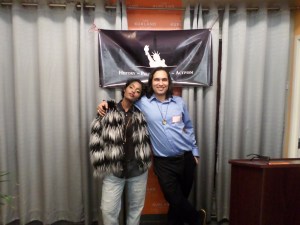 Circumstances required I dress up, but Sarah had the best look of the evening.