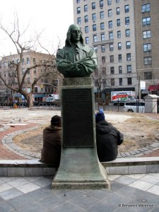 Bust of Stuyvesant in front of St. Mark's in the Bowery, where he is buried.