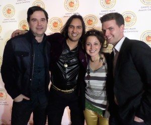 Me and Anna with Greg and Tom (the Bowery Boys), who won for Best Podcast. 
