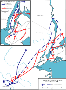 This wikimedia image shows the revolutionaries' retreat from New York in 1776.