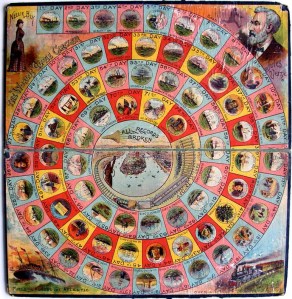 A copy of the Nellie Bly Trip Around the World board game.
